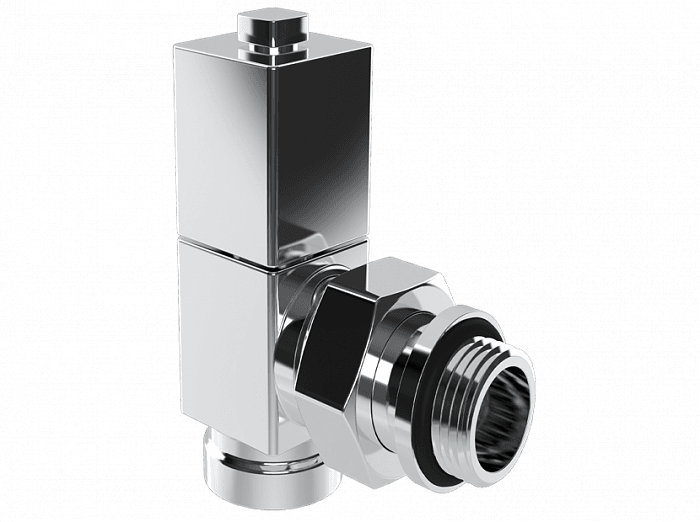 Ручной регулировки вентиль Royal Thermo угловой, хром, ручка куб 1/2